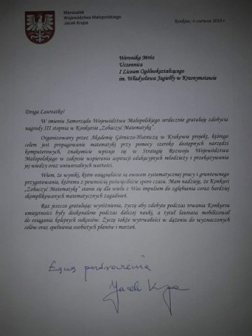 Jagiellończycy kolejny raz na podium Ogólnopolskiego Konkursu Matematycznego!!!